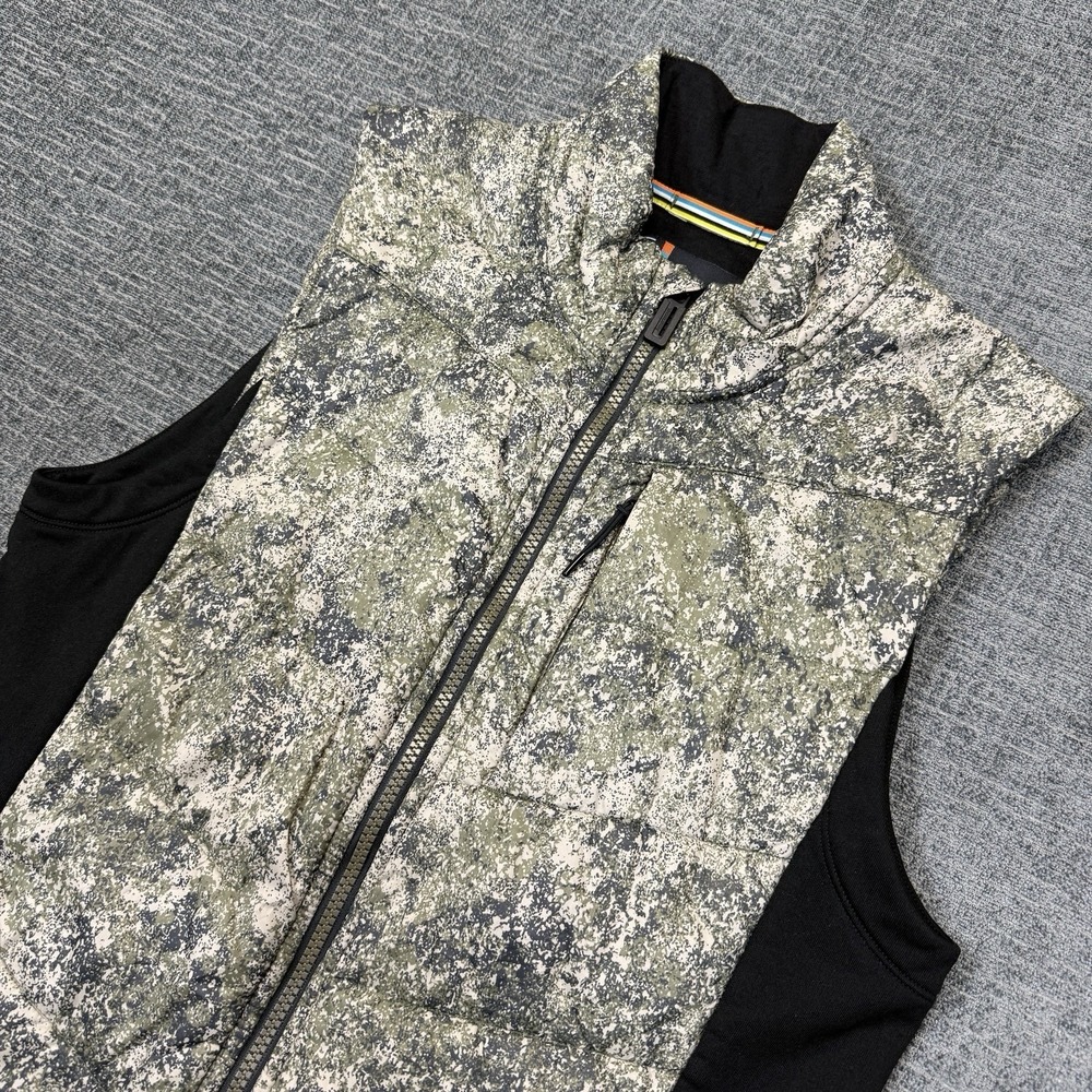 Smartwool Vest Mens Small Green Camo Full Zip Wool‎ Outdoor Hunting Smartloft